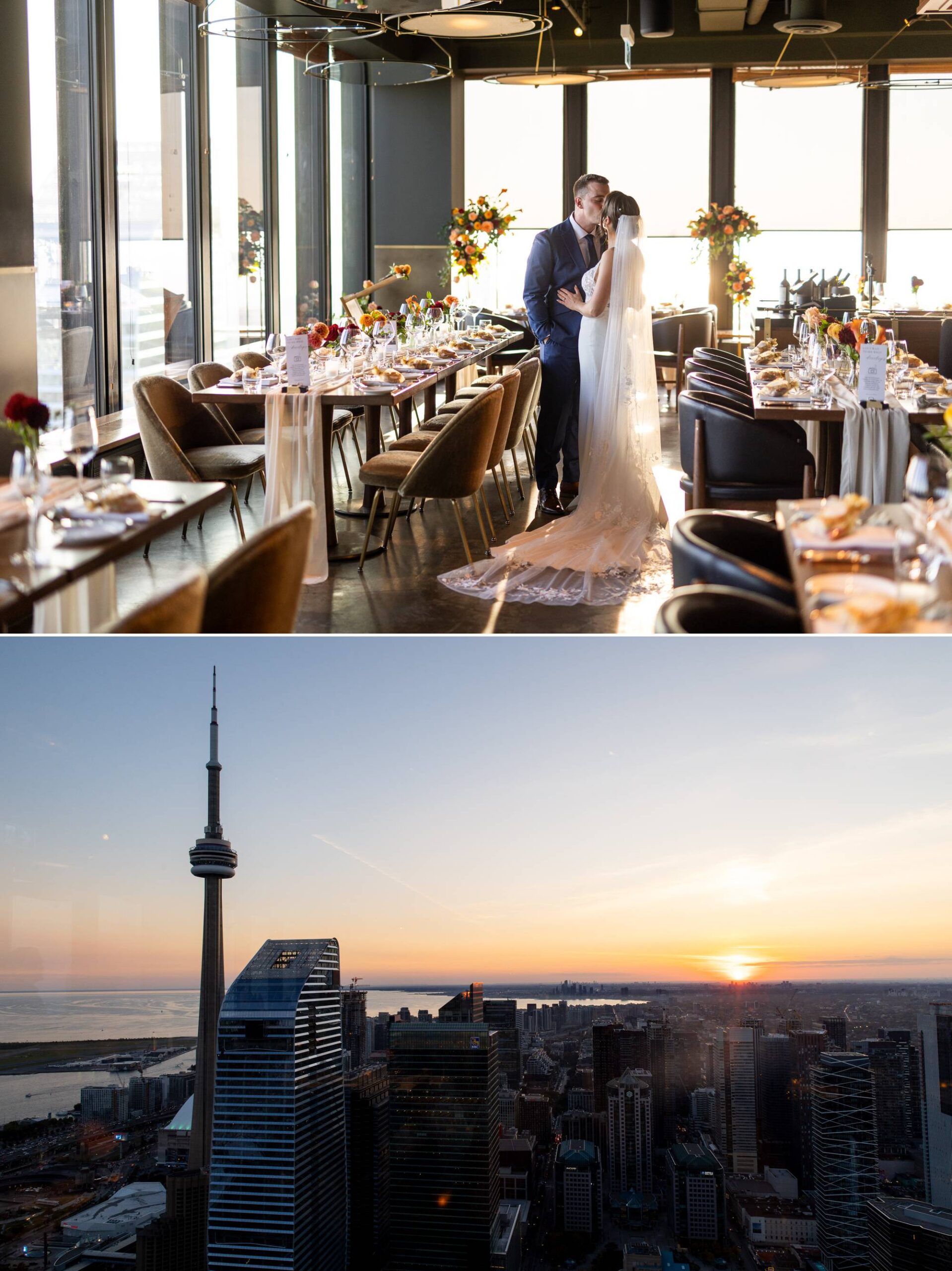 CN Tower, Sunset, Wedding, Canoe Restaurant