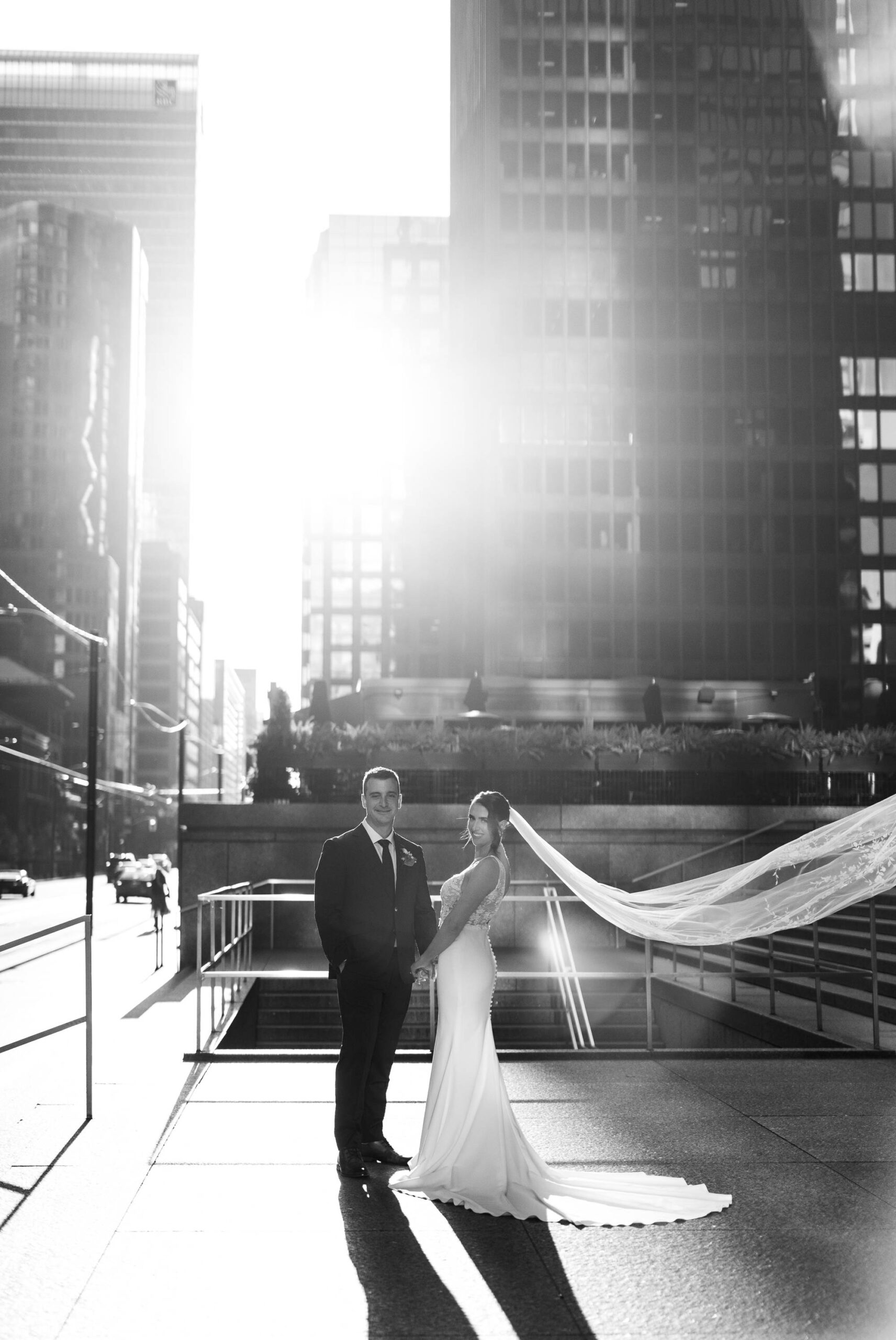 Toronto street, Black and White, Sun Flair