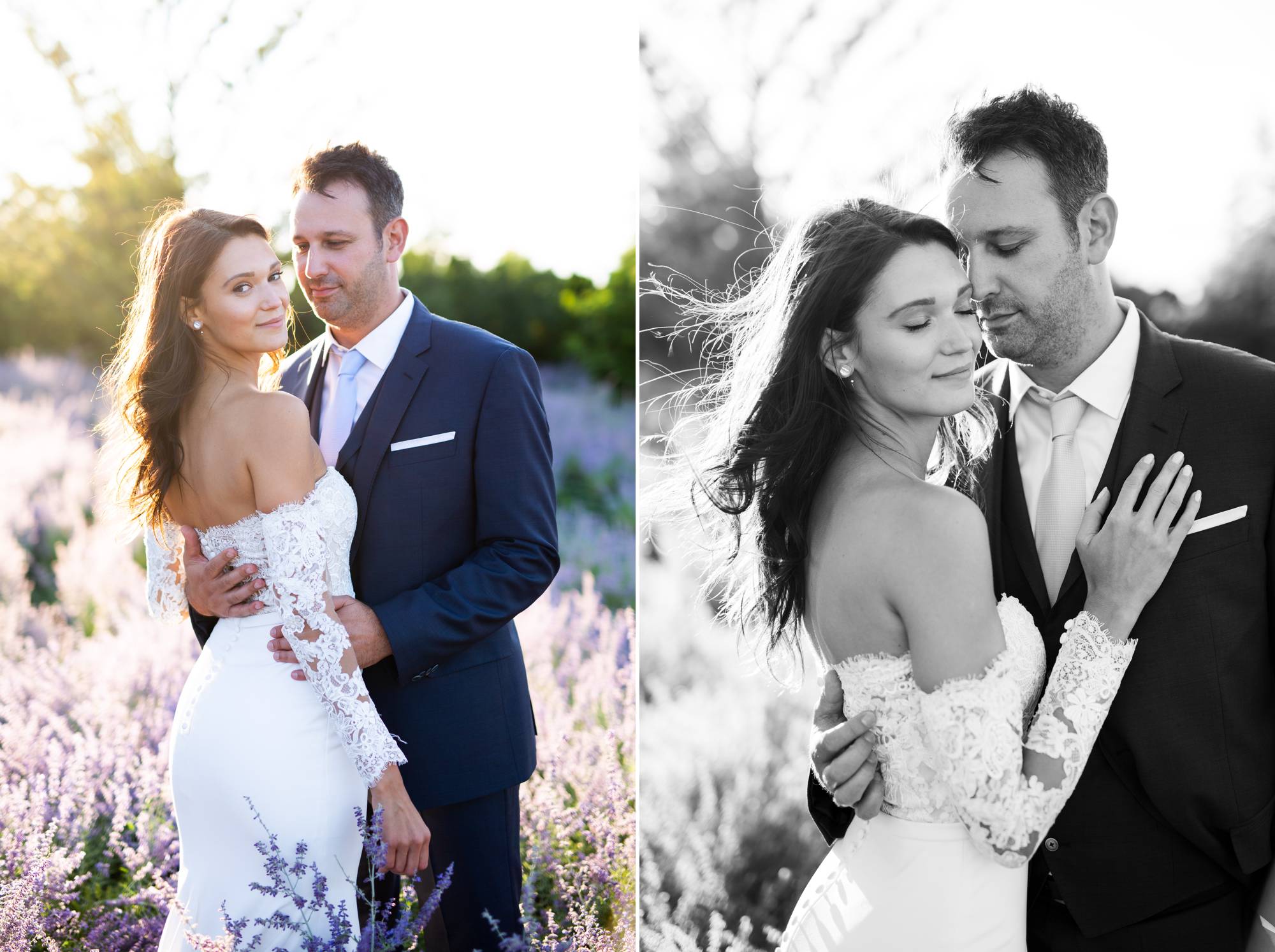 Black and White Bride and Groom